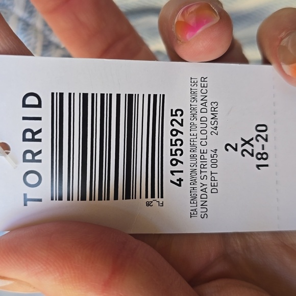 Torrid Tea length Rayon Slub Ruffle Top Skirt Set Sunday Stripe Cloud Dancer - Picture 12 of 14